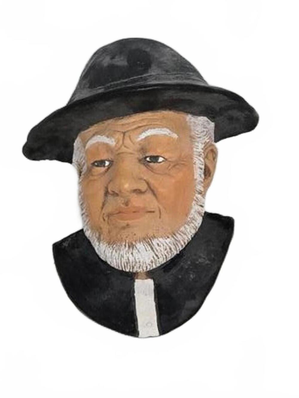 Missionary Chalkware Bust / 5.5" x 3.5" / Made in Canada / As Found